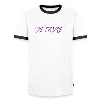 ICH LIEBE DICH. ICH LIEBE DICH. LIEBE. PAAR. GERADE VERHEIRATET. - Männer Kontrast-T-Shirt - Weiß/Schwarz - Vorne - AI Model Female 172 light (172cm) & AI Model Male 178 dark (178cm)