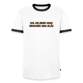 Hol dir einen Hund – frecher Spruch - Männer Kontrast-T-Shirt - Weiß/Schwarz - Vorne - AI Model Female 172 light (172cm) & AI Model Male 178 dark (178cm)