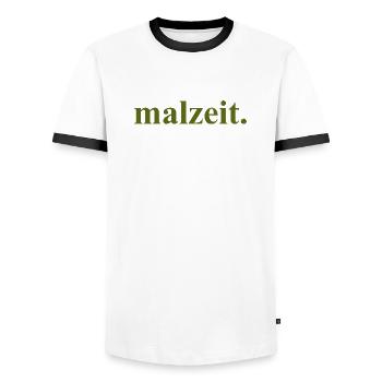 malzeit - Diction cool - Repas - Bon appétit - T-shirt contrasté Homme - blanc/noir - Devant - AI Model Female 172 light (172cm) & AI Model Male 178 dark (178cm)