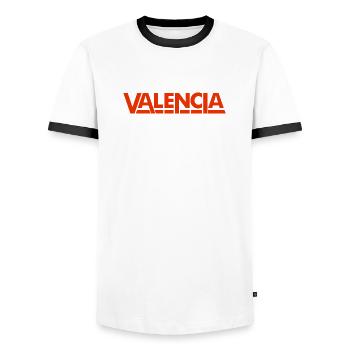 Valencia Spain Lettering Design - Men's Ringer Shirt - white/black - Front - AI Model Female 172 light (172cm) & AI Model Male 178 dark (178cm)