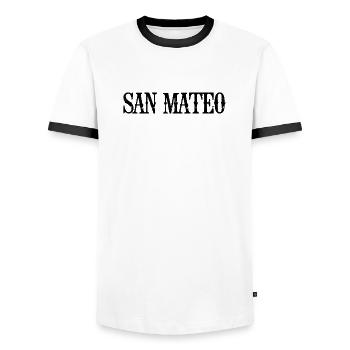 San Mateo - Men's Ringer Shirt - white/black - Front - AI Model Female 172 light (172cm) & AI Model Male 178 dark (178cm)