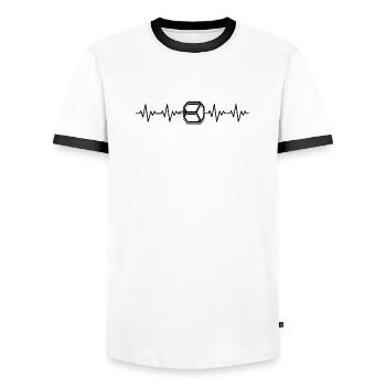 Fahrrad Pedal MTB Tatze EKG Herzschlag - Männer Kontrast-T-Shirt - Weiß/Schwarz - Vorne - AI Model Female 172 light (172cm) & AI Model Male 178 dark (178cm)