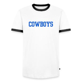 cowboys - Männer Kontrast-T-Shirt - Weiß/Schwarz - Vorne - AI Model Female 172 light (172cm) & AI Model Male 178 dark (178cm)