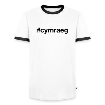 WALISISCH Hashtag Waliser Wales - Männer Kontrast-T-Shirt - Weiß/Schwarz - Vorne - AI Model Female 172 light (172cm) & AI Model Male 178 dark (178cm)