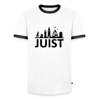 Skyline - Juist - Männer Kontrast-T-Shirt - Weiß/Schwarz - Vorne - AI Model Female 172 light (172cm) & AI Model Male 178 dark (178cm)