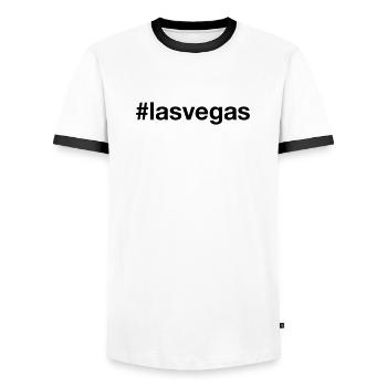 LAS VEGAS Hashtag Nevada États-Unis - T-shirt contrasté Homme - blanc/noir - Devant - AI Model Female 172 light (172cm) & AI Model Male 178 dark (178cm)