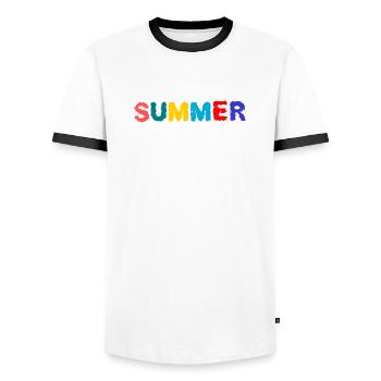 MISTRESS. MASTER. TEACHER. SCHOOL - Men's Ringer Shirt - white/black - Front - AI Model Female 172 light (172cm) & AI Model Male 178 dark (178cm)