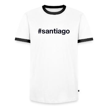 SANTIAGO Hashtag Chili - T-shirt contrasté Homme - blanc/noir - Devant - AI Model Female 172 light (172cm) & AI Model Male 178 dark (178cm)