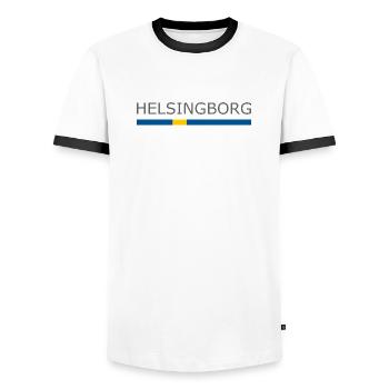 Drapeau de la Suède - Helsingborg - Sverige - Schweden - T-shirt contrasté Homme - blanc/noir - Devant - AI Model Female 172 light (172cm) & AI Model Male 178 dark (178cm)