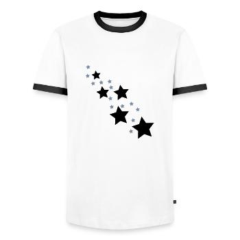stars - Men's Ringer Shirt - white/black - Front - AI Model Female 172 light (172cm) & AI Model Male 178 dark (178cm)