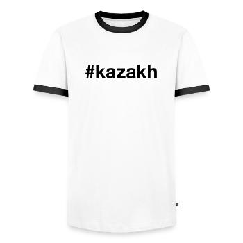 KAZAKH Hashtag Kazakh Kazakhstan - T-shirt contrasté Homme - blanc/noir - Devant - AI Model Female 172 light (172cm) & AI Model Male 178 dark (178cm)