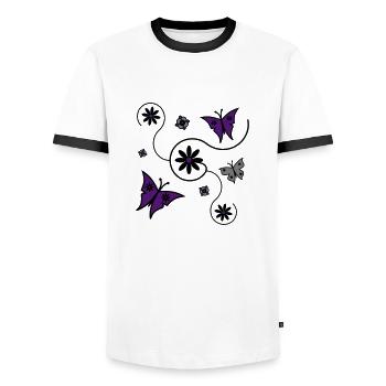 Schmetterling Frühling - Männer Kontrast-T-Shirt - Weiß/Schwarz - Vorne - AI Model Female 172 light (172cm) & AI Model Male 178 dark (178cm)