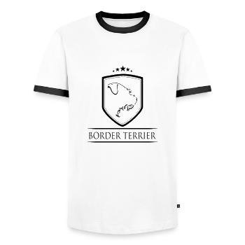 BORDER TERRIER COAT - T-shirt contrasté Homme - blanc/noir - Devant - AI Model Female 172 light (172cm) & AI Model Male 178 dark (178cm)