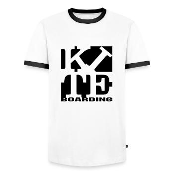 kite Homage to robert Indiana boarding black from - Men's Ringer Shirt - white/black - Front - AI Model Female 172 light (172cm) & AI Model Male 178 dark (178cm)