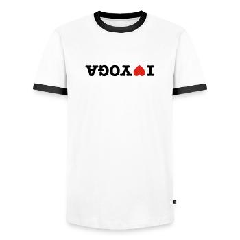 I love yoga - Männer Kontrast-T-Shirt - Weiß/Schwarz - Vorne - AI Model Female 172 light (172cm) & AI Model Male 178 dark (178cm)