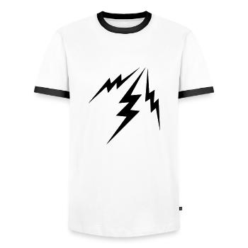 lightening - Men's Ringer Shirt - white/black - Front - AI Model Female 172 light (172cm) & AI Model Male 178 dark (178cm)