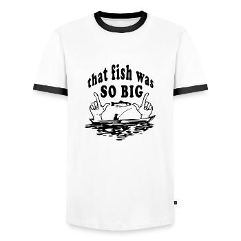 Fische Fischer - Männer Kontrast-T-Shirt - Weiß/Schwarz - Vorne - AI Model Female 172 light (172cm) & AI Model Male 178 dark (178cm)