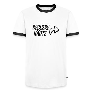 Bessere Hälfte - Männer Kontrast-T-Shirt - Weiß/Schwarz - Vorne - AI Model Female 172 light (172cm) & AI Model Male 178 dark (178cm)
