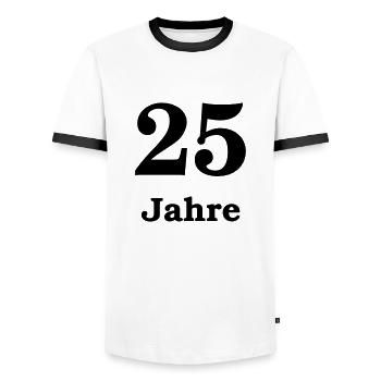 25th Birthday - Men's Ringer Shirt - white/black - Front - AI Model Female 172 light (172cm) & AI Model Male 178 dark (178cm)