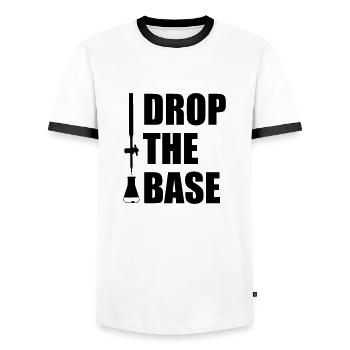 Drop the Base! - Männer Kontrast-T-Shirt - Weiß/Schwarz - Vorne - AI Model Female 172 light (172cm) & AI Model Male 178 dark (178cm)