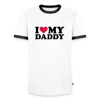I love my Daddy - Men's Ringer Shirt - white/black - Front - AI Model Female 172 light (172cm) & AI Model Male 178 dark (178cm)