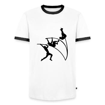 Saut à la perche - T-shirt contrasté Homme - blanc/noir - Devant - AI Model Female 172 light (172cm) & AI Model Male 178 dark (178cm)