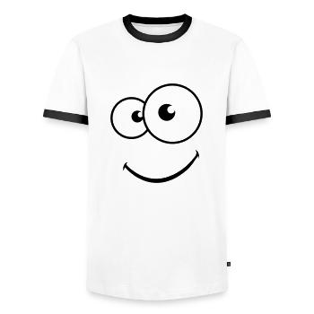 laechender_smiley - Männer Kontrast-T-Shirt - Weiß/Schwarz - Vorne - AI Model Female 172 light (172cm) & AI Model Male 178 dark (178cm)