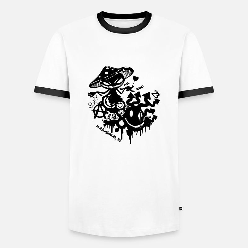 Tekno Recycle - Männer Kontrast-T-Shirt - Weiß/Schwarz
