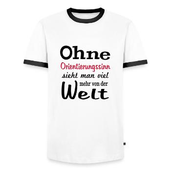 lustige Sprüche Urlaub Orientierungssinn Frauen - Männer Kontrast-T-Shirt - Weiß/Schwarz - Vorne - AI Model Female 172 light (172cm) & AI Model Male 178 dark (178cm)