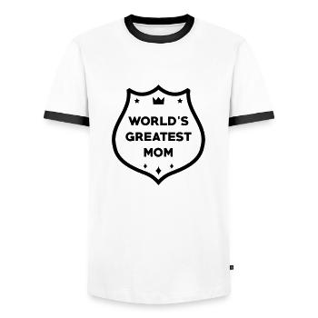 Mum / Mom / Baby / Mummy / Mother's day / Birth - Men's Ringer Shirt - white/black - Front - AI Model Female 172 light (172cm) & AI Model Male 178 dark (178cm)