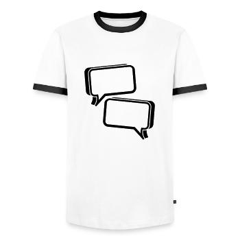 bubble chat - Men's Ringer Shirt - white/black - Front - AI Model Female 172 light (172cm) & AI Model Male 178 dark (178cm)