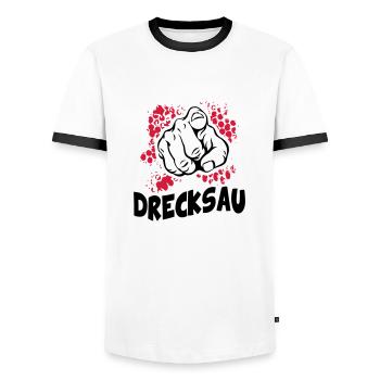 Drecksau Lustig Stinkefinger Zeigefinger - Männer Kontrast-T-Shirt - Weiß/Schwarz - Vorne - AI Model Female 172 light (172cm) & AI Model Male 178 dark (178cm)