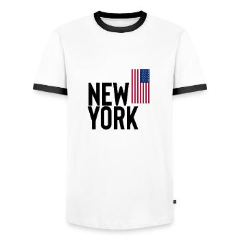 New York - Männer Kontrast-T-Shirt - Weiß/Schwarz - Vorne - AI Model Female 172 light (172cm) & AI Model Male 178 dark (178cm)