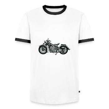 Moto Vintage Moto Vintage Moto Vintage Moto - T-shirt contrasté Homme - blanc/noir - Devant - AI Model Female 172 light (172cm) & AI Model Male 178 dark (178cm)