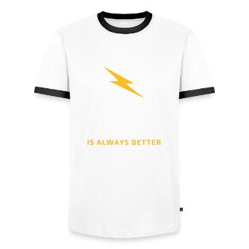 NEO « Is always better » - T-shirt contrasté Homme - blanc/noir - Devant - AI Model Female 172 light (172cm) & AI Model Male 178 dark (178cm)