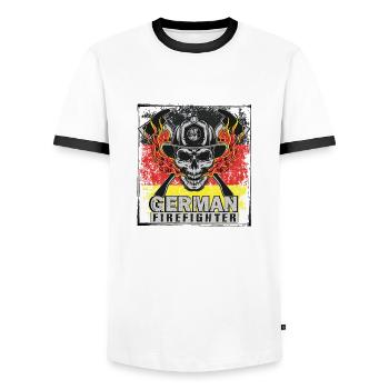 German firefighters - Men's Ringer Shirt - white/black - Front - AI Model Female 172 light (172cm) & AI Model Male 178 dark (178cm)