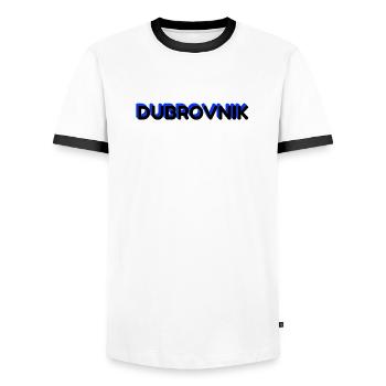 Lettrage de Dubrovnik dans la conception 3D - T-shirt contrasté Homme - blanc/noir - Devant - AI Model Female 172 light (172cm) & AI Model Male 178 dark (178cm)