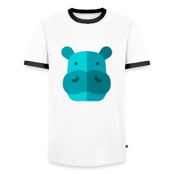 hippopotamus - Men's Ringer Shirt - white/black - Front - AI Model Female 172 light (172cm) & AI Model Male 178 dark (178cm)