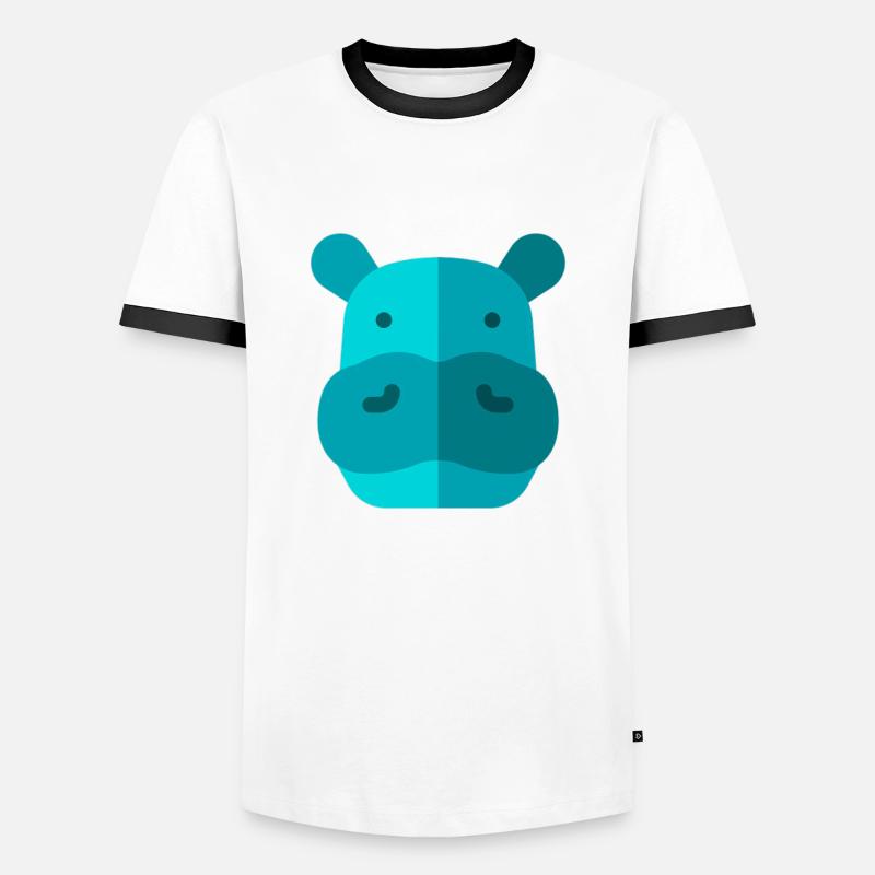 Nilpferd - Männer Kontrast-T-Shirt - Weiß/Schwarz
