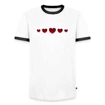 Ornement étincelant de la Saint-Valentin avec les cœurs rouges qui adorent - T-shirt contrasté Homme - blanc/noir - Devant - AI Model Female 172 light (172cm) & AI Model Male 178 dark (178cm)