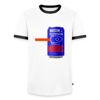 boisson de téléportation pour voyager vers Mars - T-shirt contrasté Homme - blanc/noir - Devant - AI Model Female 172 light (172cm) & AI Model Male 178 dark (178cm)