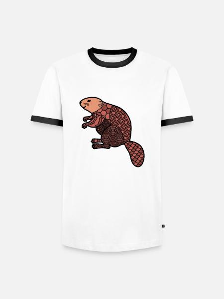 ZenDoodle "Beaver" - Men's Ringer Shirt - white/black