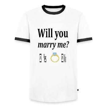 Will you marry me - T-shirt contrasté Homme - blanc/noir - Devant - AI Model Female 172 light (172cm) & AI Model Male 178 dark (178cm)