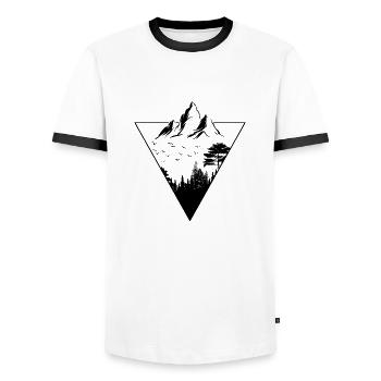 Berg Abenteuer Motiv Wandern Alpen - Männer Kontrast-T-Shirt - Weiß/Schwarz - Vorne - AI Model Female 172 light (172cm) & AI Model Male 178 dark (178cm)