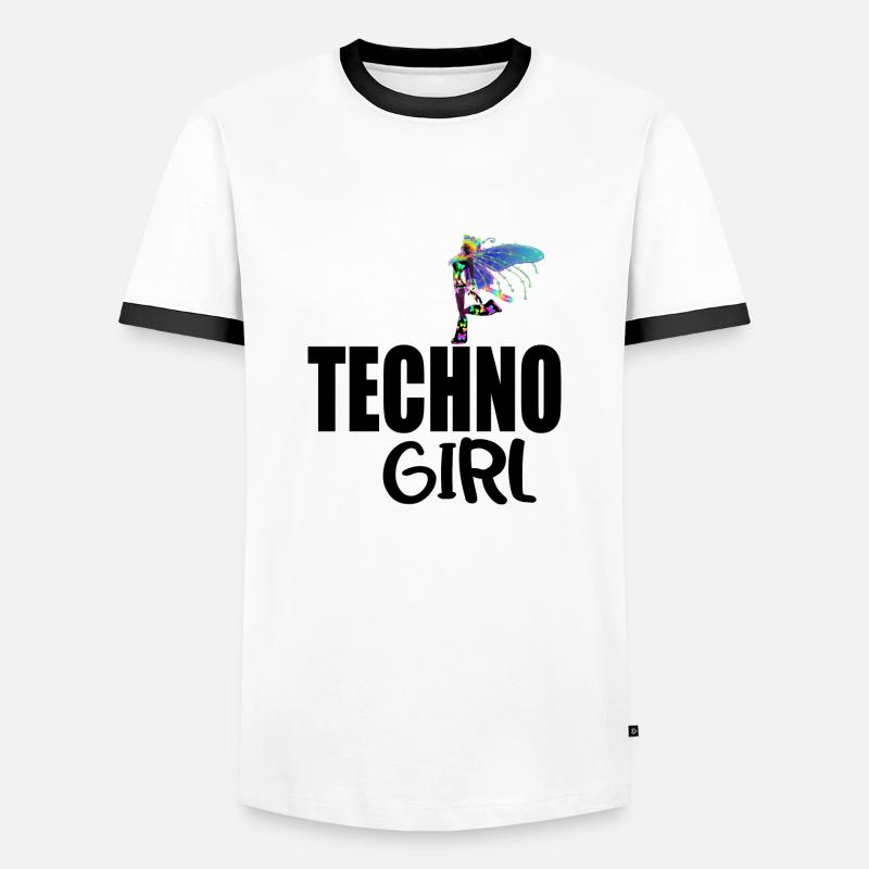 Techno-Mädchen - Männer Kontrast-T-Shirt - Weiß/Schwarz