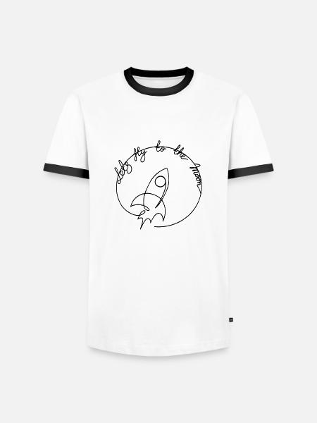 Rakete Strichzeichnung - Männer Kontrast-T-Shirt - Weiß/Schwarz