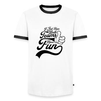 Both Teams Have Fun - Männer Kontrast-T-Shirt - Weiß/Schwarz - Vorne - AI Model Female 172 light (172cm) & AI Model Male 178 dark (178cm)