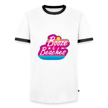 Drôle de chemise de texte de vacances à la plage d’Hawaï - T-shirt contrasté Homme - blanc/noir - Devant - AI Model Female 172 light (172cm) & AI Model Male 178 dark (178cm)