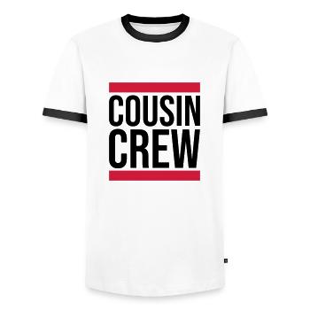Leader Cousin Crew Team - Männer Kontrast-T-Shirt - Weiß/Schwarz - Vorne - AI Model Female 172 light (172cm) & AI Model Male 178 dark (178cm)