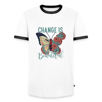 Schmetterling Blume blumig Sprüche Spruch Blumen - Männer Kontrast-T-Shirt - Weiß/Schwarz - Vorne - AI Model Female 172 light (172cm) & AI Model Male 178 dark (178cm)